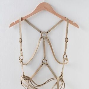 Free People Women's Beige Leather Harness Strap size s/m